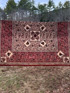 India Block Printed Cotton 100s of Figures Peacocks Bedspread Tablecloth Wall